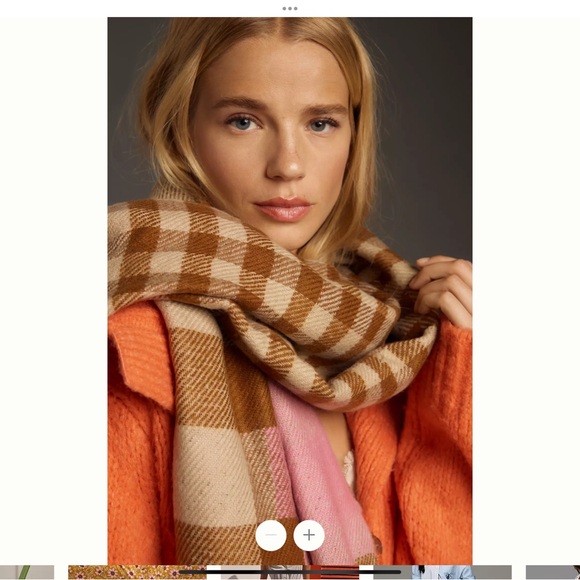 Anthropologie Accessories - Anthropologie Checked Scarf in Pink, Orange & Brown